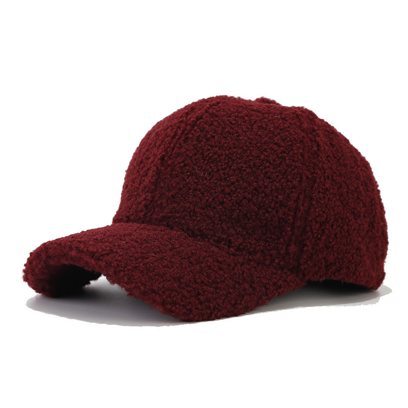 Solid Fashion Lamb Wool Hat For Women Teddy Fleece Sports Comfortable Warm Winter Outdoor Wear 3D Embroidery Baseball Caps