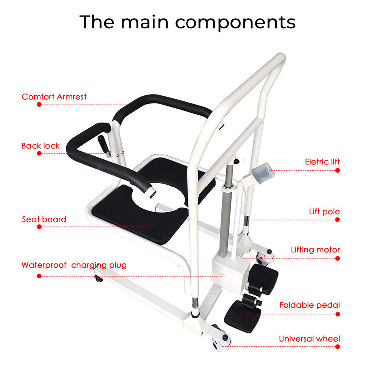 Senyang wholesale medical portable electric hydraulic toilet wheelchair move elderly patient nursing transfer lift commode chair