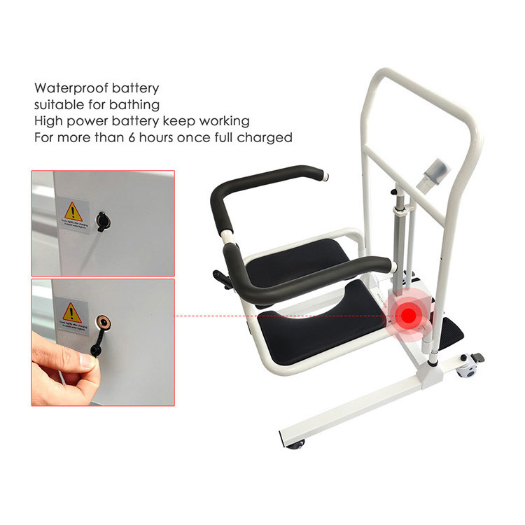 Senyang wholesale medical portable electric hydraulic toilet wheelchair move elderly patient nursing transfer lift commode chair