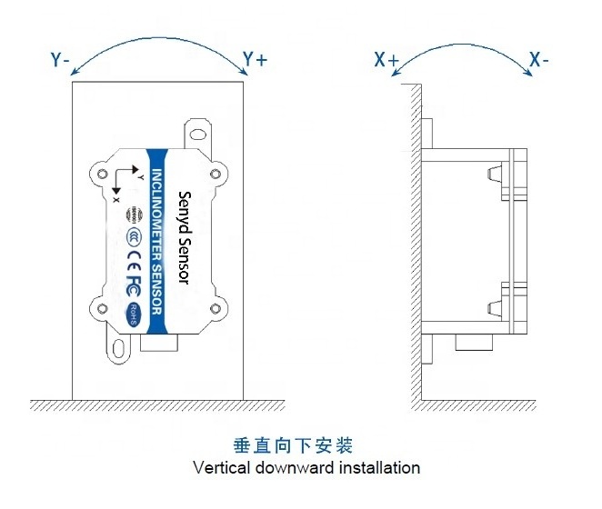 Relay output switch voltage output tilt angle switch Dual axis X Y tilt switch with RS232 TTL RS485 interface