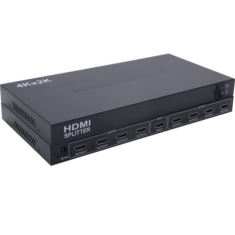 Intelligent 1x8 HDmi Splitter 4K 60Hz HDR 4K 30Hz  18Gbps Auto Scaling HDMI 2.0 HDCP 2.2 3D EDID  8 Port 1 in 8 Out