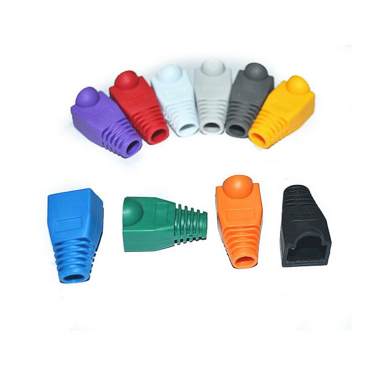 10 Colors Soft Plastic CAT5E Ethernet RJ45 Cable Cap Connector Boots Plug Cover Strain Relief Boots 1000PCS/BAG