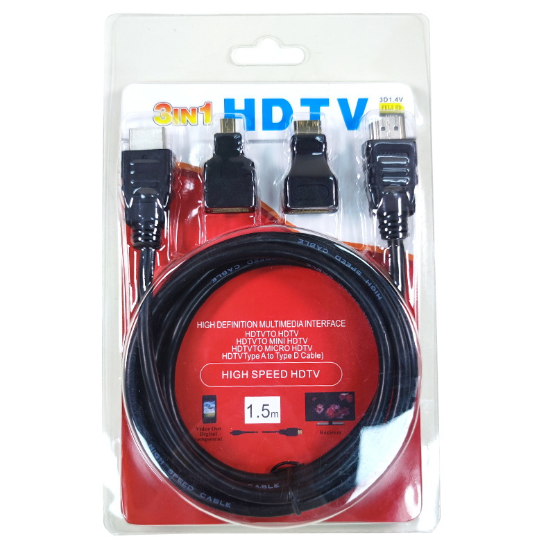 Senye HDMI cable 3 in 1 with mini hdmi and micro hdmi converters Male to Male cable 1.5m for video camera, tablet PC to TV