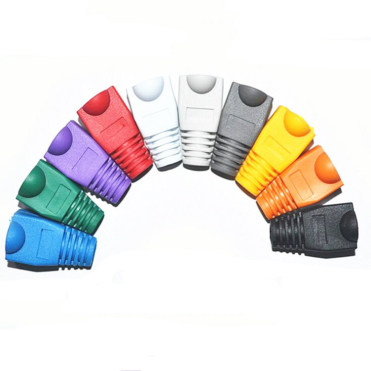 10 Colors Soft Plastic CAT5E Ethernet RJ45 Cable Cap Connector Boots Plug Cover Strain Relief Boots 1000PCS/BAG