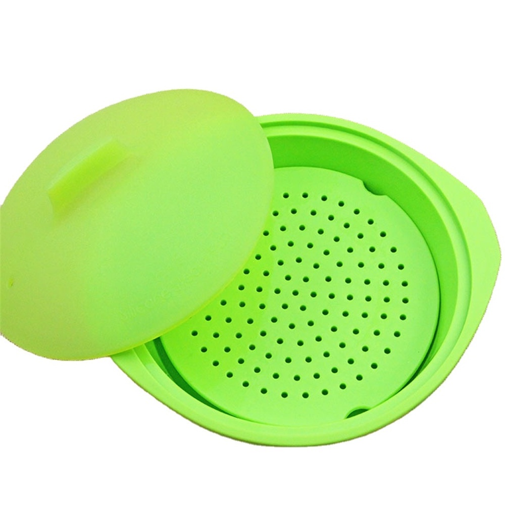 Silicone Steamed Fish Box Household Microwave Food Seafood Vegetable Steamer with Lid Kitchen Accessories