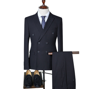 Classic Gentlemen Elegant Fit Mens Full Canvas Slim Double Breasted Four Piece Suit