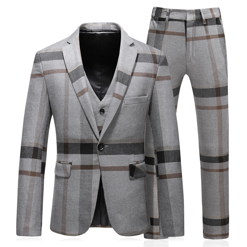 High Quality 3 Pieces For Men Suit Business One Button Men Blazer Full Canvas Prince Of Check Suit