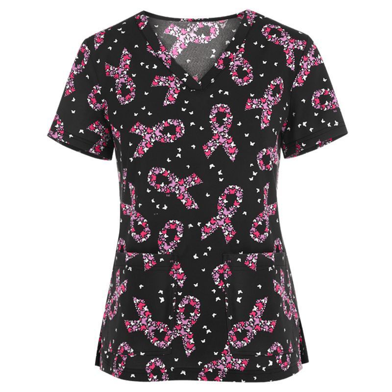 Modern Print Pattern V-Neck Scrub Sets Hospital Sexy Disigne Uniform Medical Nurse Elegant Scrub