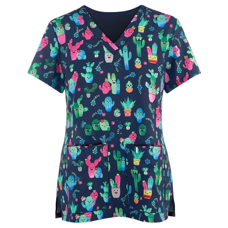 Modern Print Pattern V-Neck Scrub Sets Hospital Sexy Disigne Uniform Medical Nurse Elegant Scrub