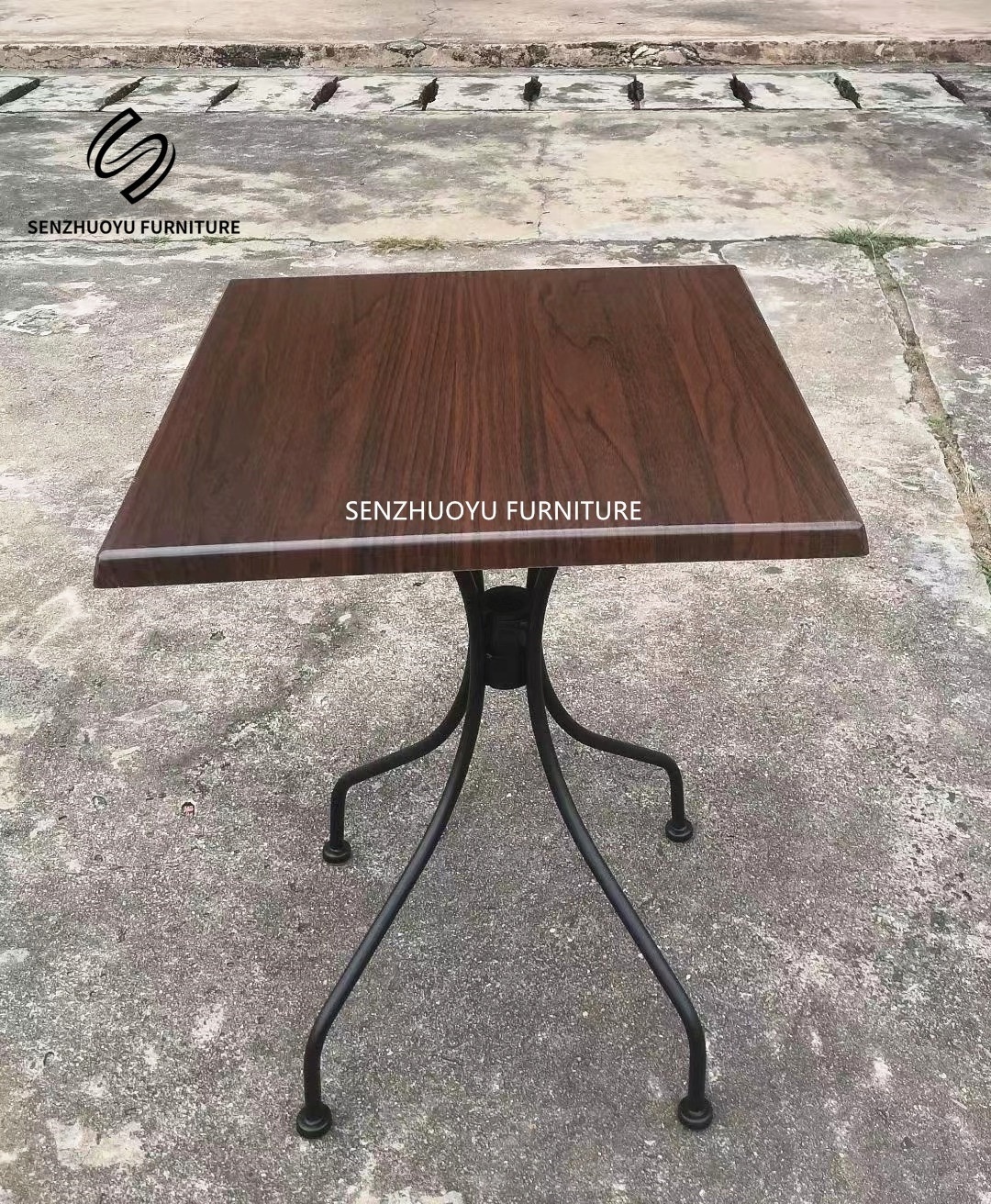 Best selling square round resin laminate walnut color restaurant wood table top