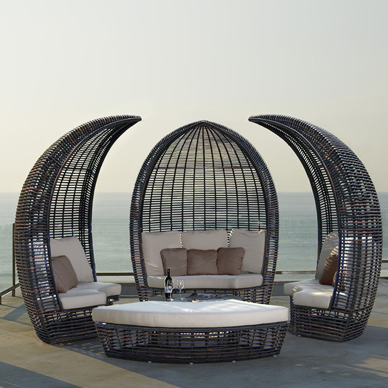 Modern 5 Star Hotel furniture gazebo party garden daybed rattan lounge chair outdoor