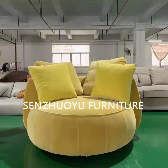 Modern luxury stylish furniture velvet fabric swivel chair villa rotating chair big round sofa chair