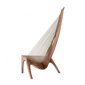 Modern solid wood with rope lounge chair in living room