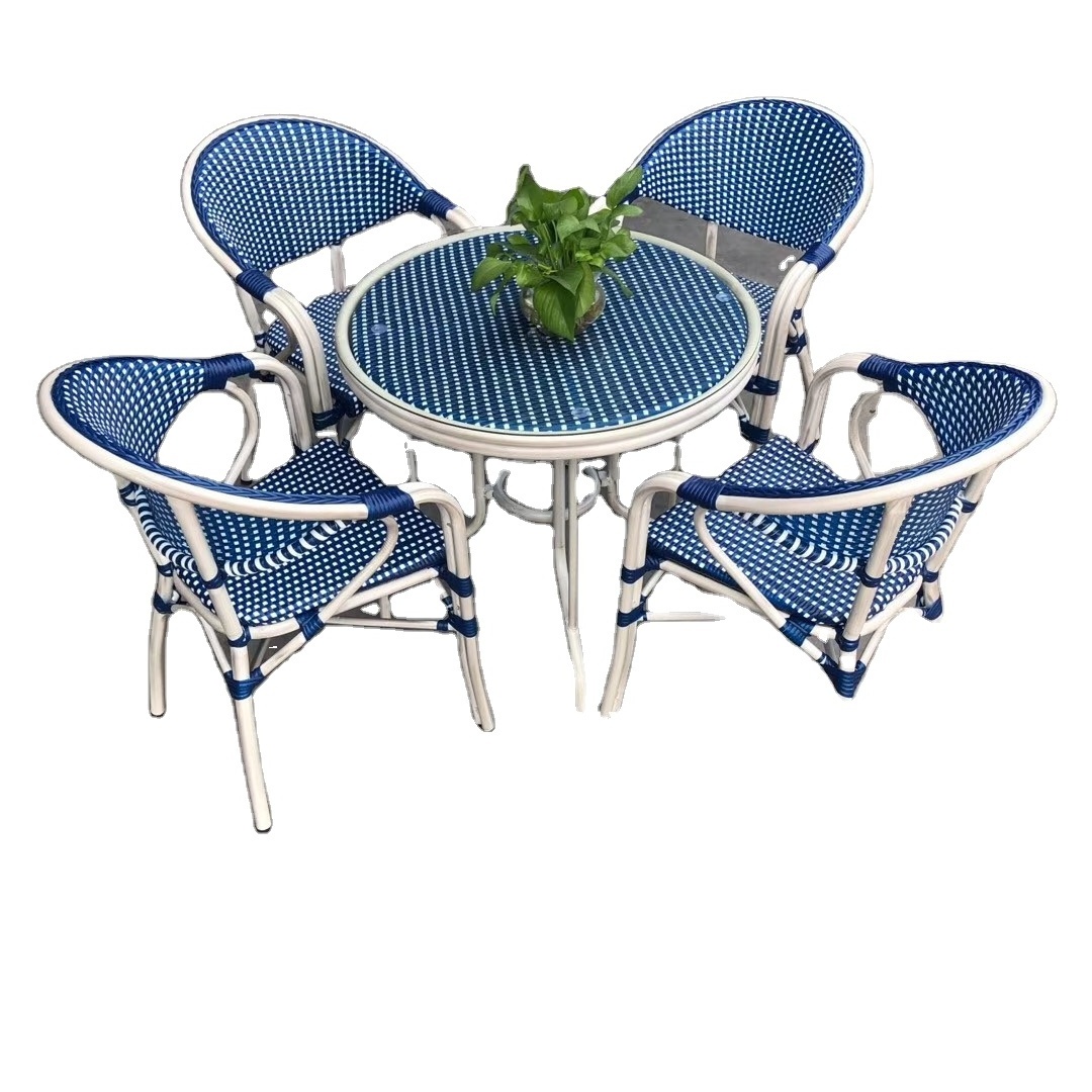 Outdoor waterproof stacking rattan french bistro chairs