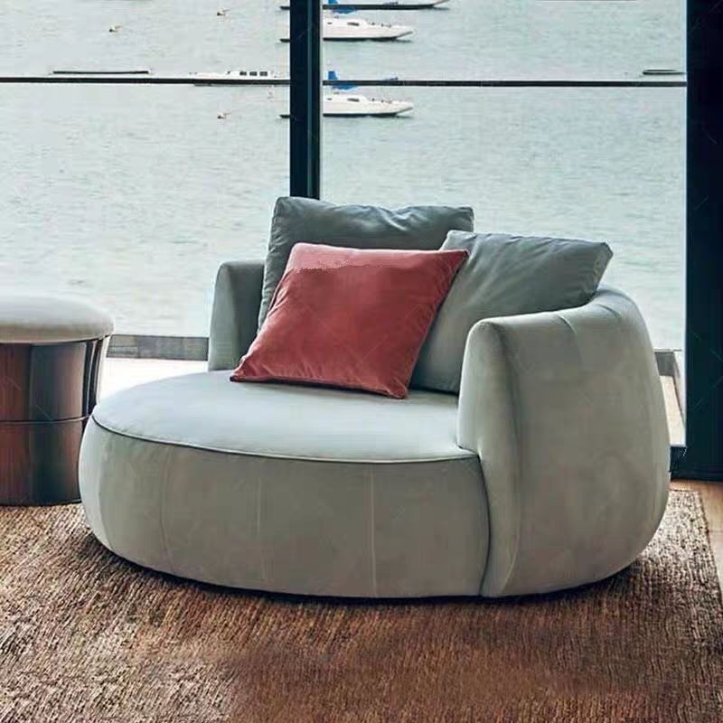 Modern luxury stylish furniture velvet fabric swivel chair villa rotating chair big round sofa chair