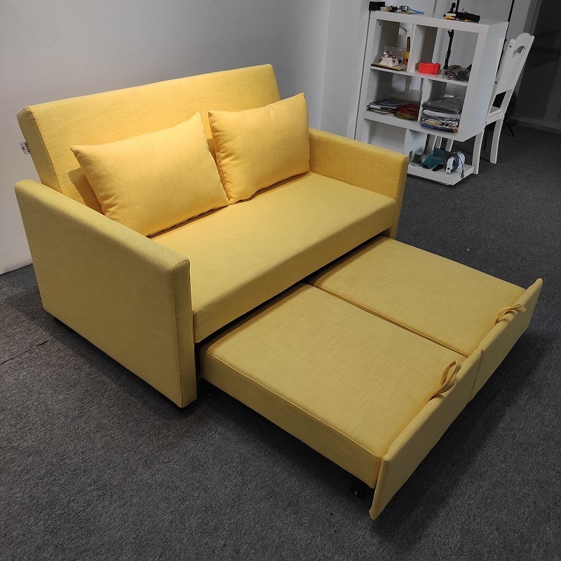 Modern minimalist two seat sofa cum bed with storage