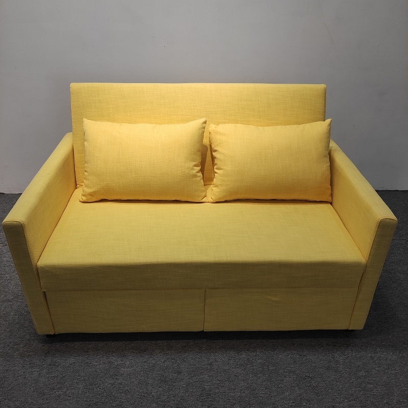 Modern minimalist two seat sofa cum bed with storage