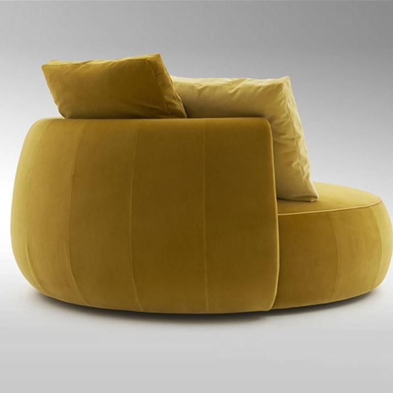 Modern luxury stylish furniture velvet fabric swivel chair villa rotating chair big round sofa chair