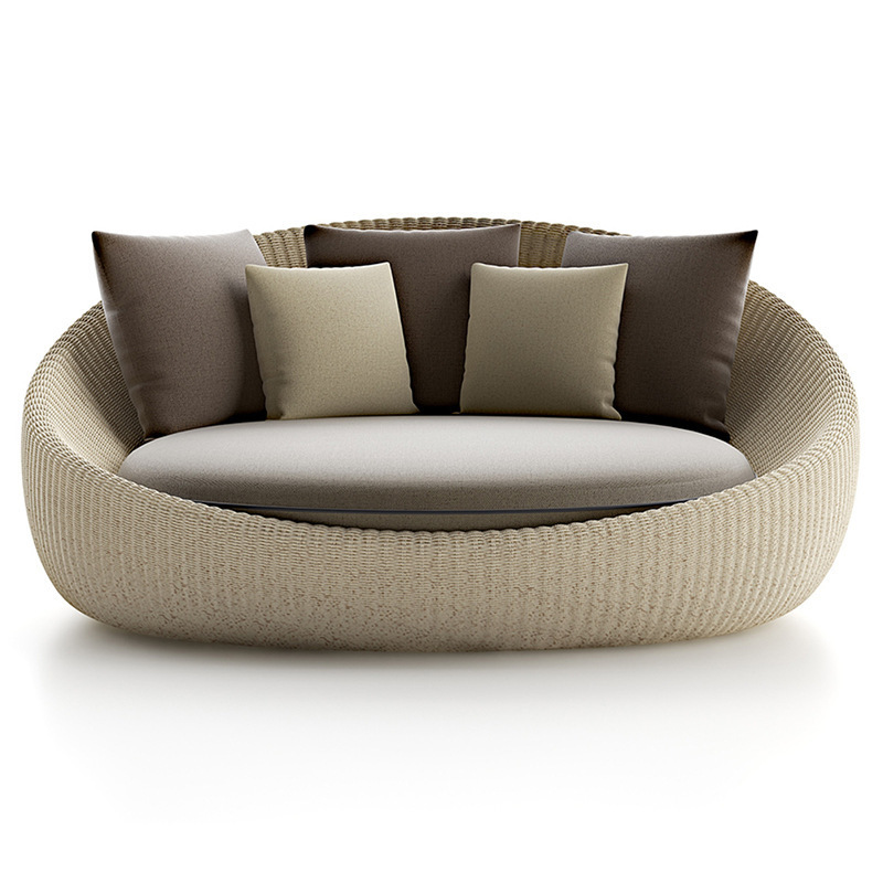 Modern pool side other furniture Foshan supplier luxury outdoor love seat sofa rattan sun lounger wicker round daybed