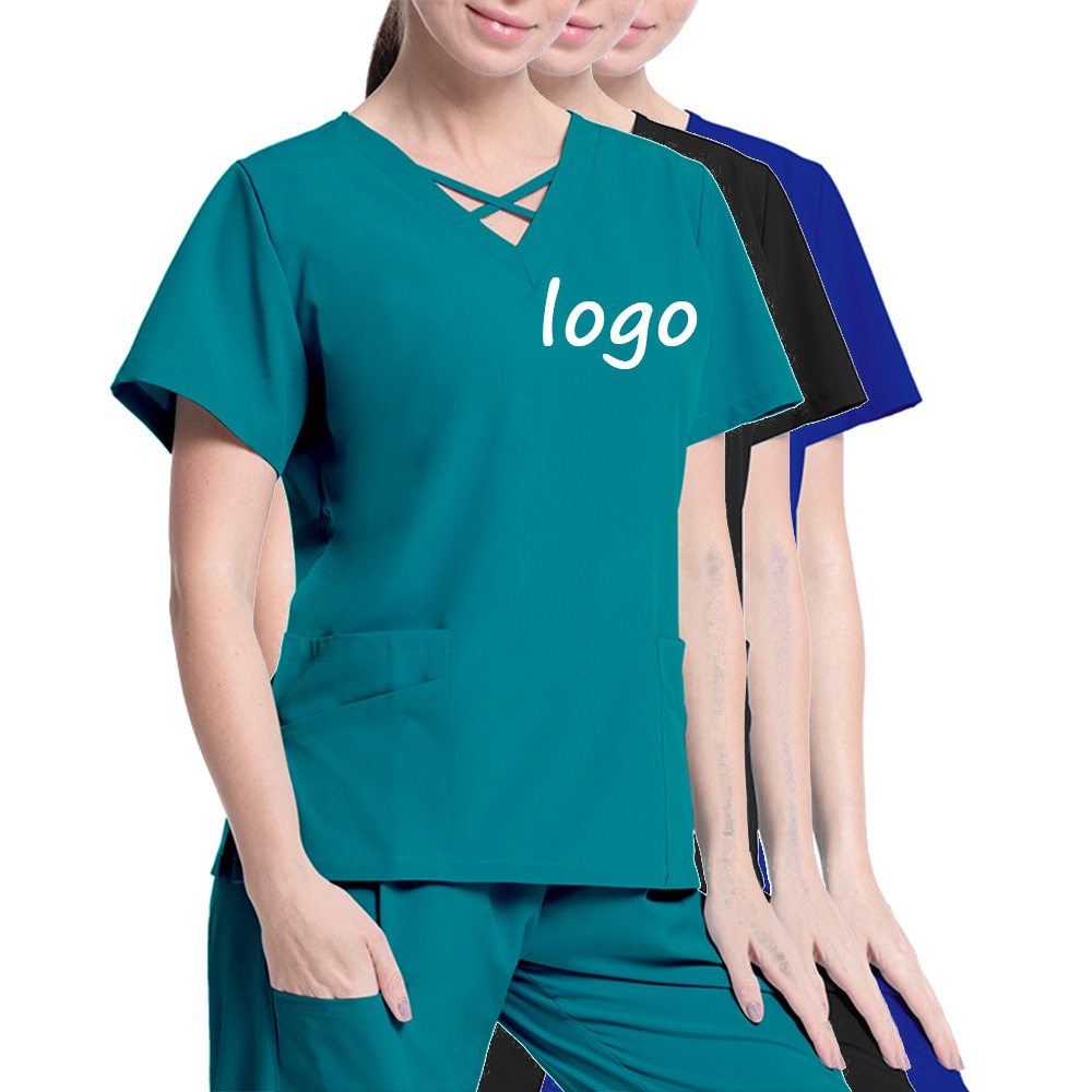 2 Piece Doctor Hospital Uniform Sets Custom Logo Print Design Blank Massage Nursing Suit Fashionable Scrubs Uniforms Sets