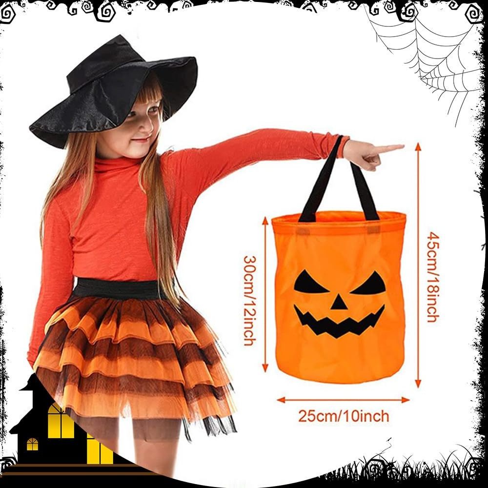 Light Up Foldable Halloween Candy Bucket Pumpkin Trick or Treat Bag LED Light Halloween Candy Bags