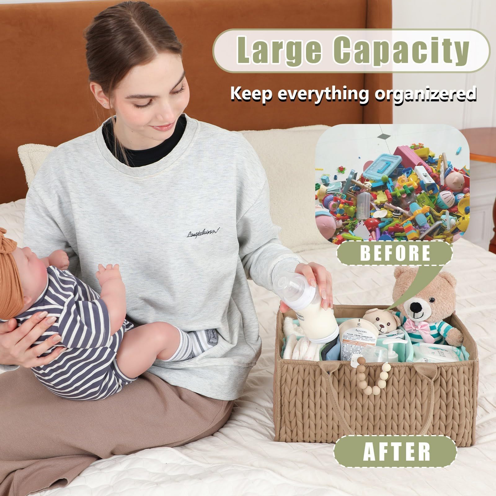 Unique Baby Shower Gift Stylish Nursery Storage Basket Portable Baby Diaper Caddy Organizer