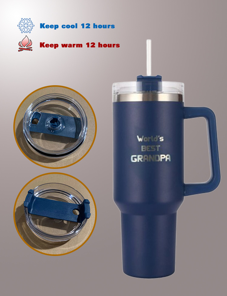 Custom 40 oz Adventure Quencher stainless steel double wall vacuum cup travel coffee mug 40oz tumbler with handle