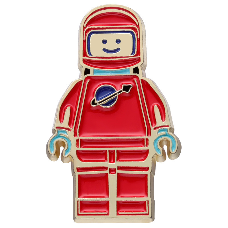 Stock Customized Custom Designed Astronaut Brooch Mini Funny Space Explorer Cartoon Metal Enamel Pins Lapel Badges For Spaceman