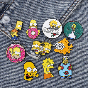 24 Styles In Stock factory directly funny animated sitcom simpsons pin badge cartoon alloy metal  simpson enamel pin