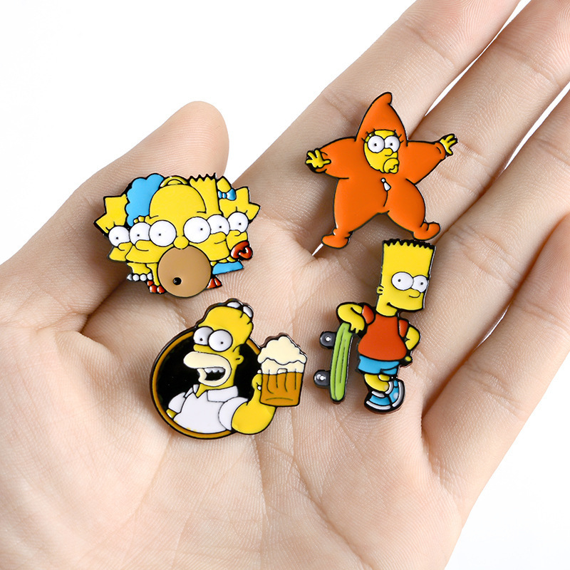 24 Styles In Stock factory directly funny animated sitcom simpsons pin badge cartoon alloy metal  simpson enamel pin