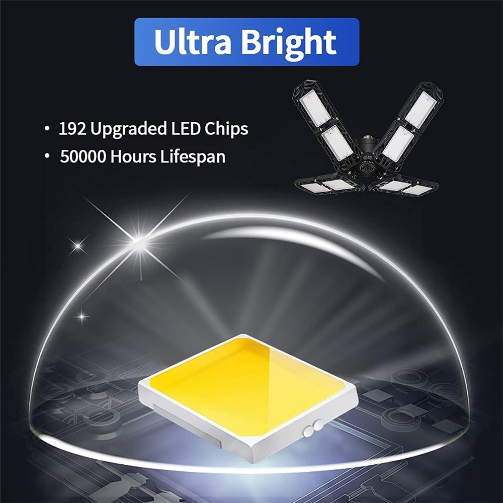 8 Glow Panels Bright 150W LED Shop Garage Light 15000LM Deformable Garage LED Light  for Basement Workshop Warehouse Attic