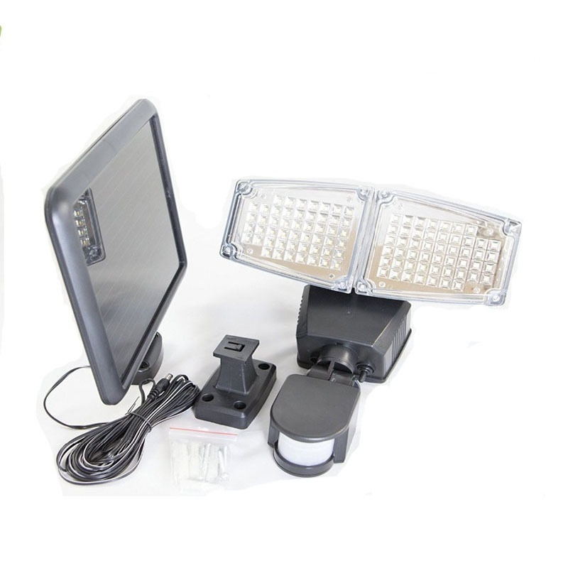 Outdoor Solar security light, Wide angle 2 heads Super Bright 188 LED 1300lm waterproof led garage light with motion sensor