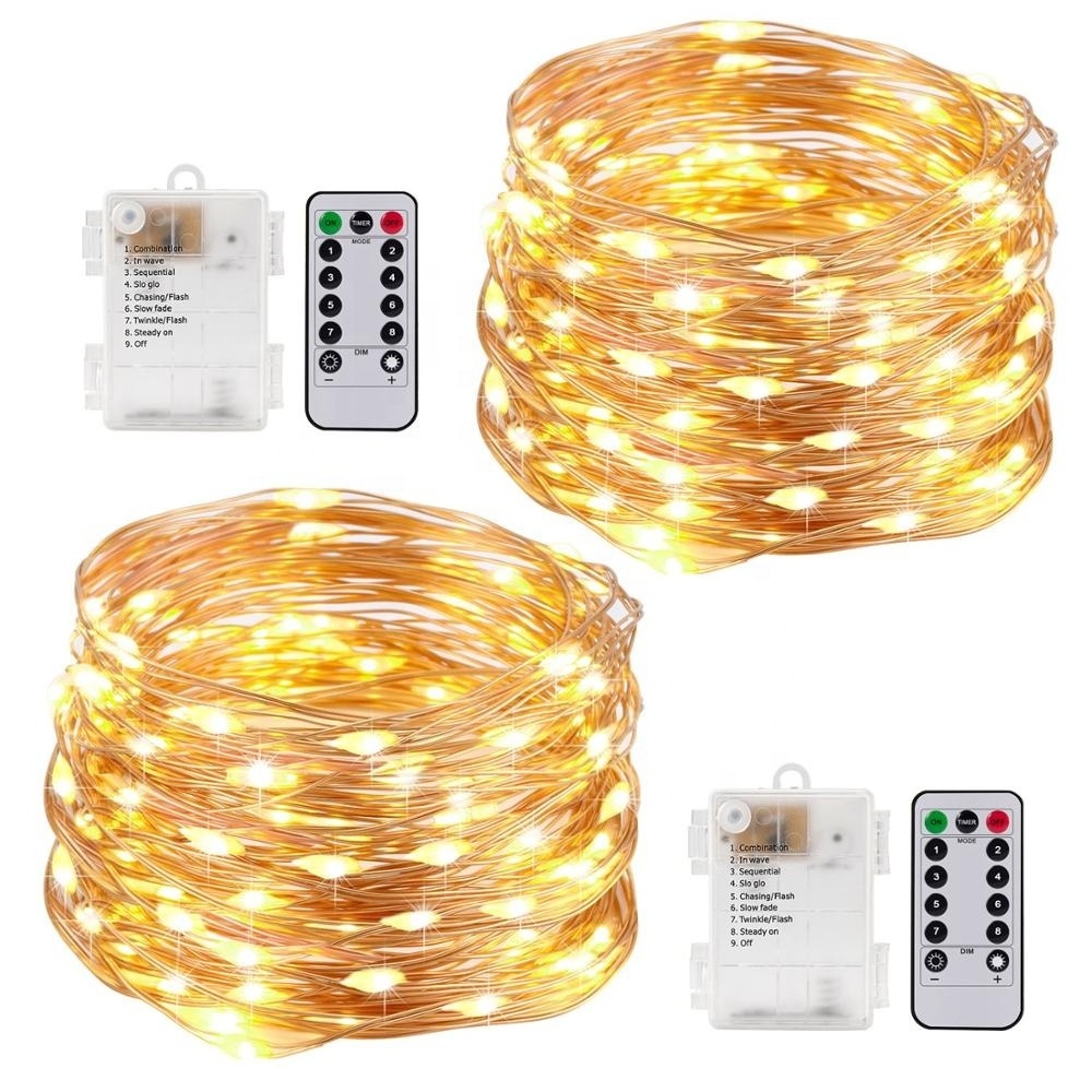 Bedroom Wedding Festival decoration fairy string lights Operated waterproof timer Remote Control Copper Wire led string light