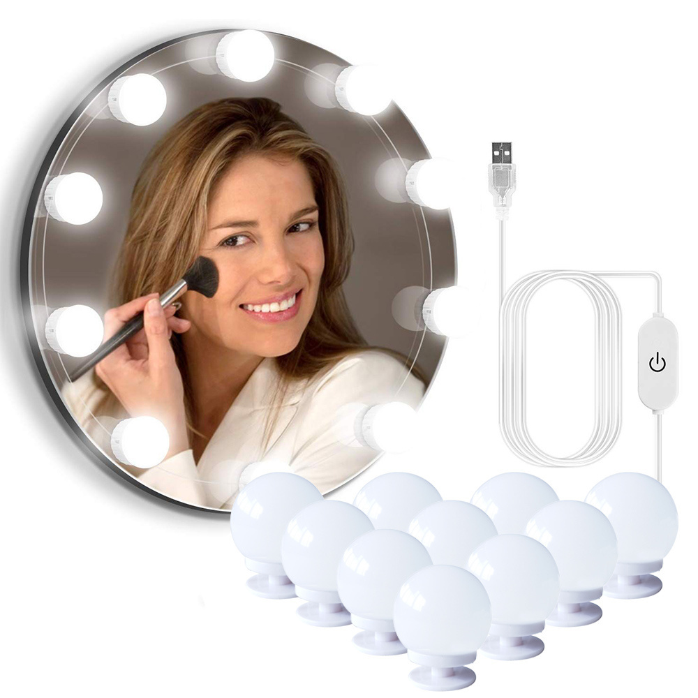 Vanity Mirror Lights USB cable Shaving mirror with 10 dimmable led bulb light