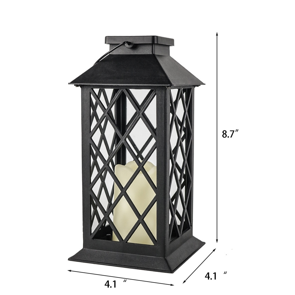 Modern Traditional Decorative Metal Lantern With Battery Flicker Flame Led Candle Light Black, For Indoor Outdoor Use