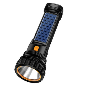 USB/Solar Rechargeable Flashlight Super Bright Tactical Torch Outdoor Portable  LED Power Bank Camping Light