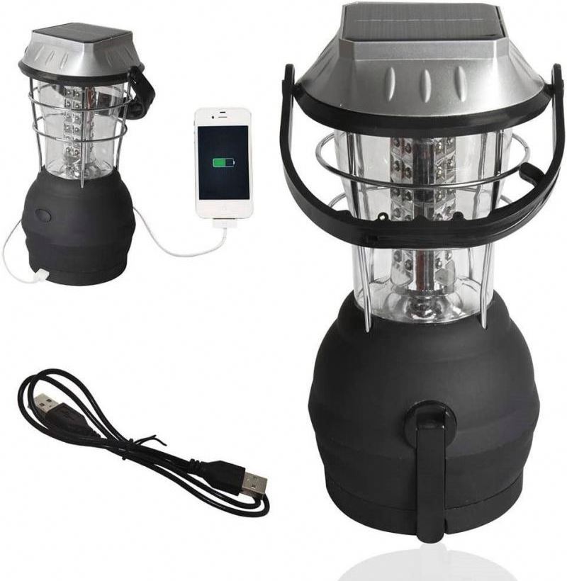 36 leds hook hanging hand crank solar rechargeable camping lantern