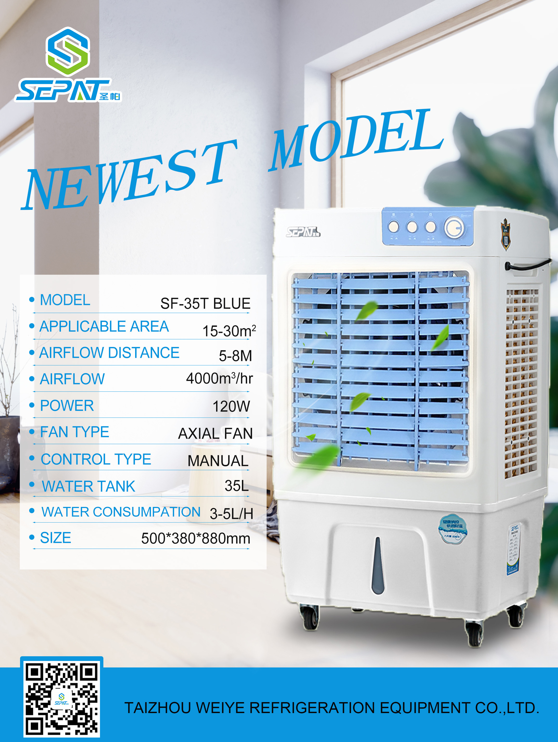 electric water air cooler with top ice box Top sales Indoor water standing air cooler with water