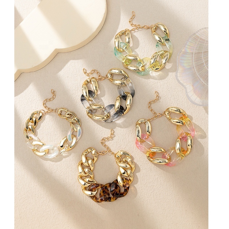 SEPT Fashion Gold Chunky Link Bracelets For Women Resin Plastic Acrylic Chain Bracelet Bangle