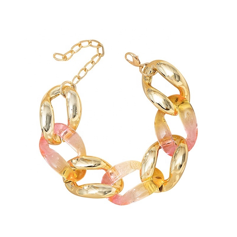 SEPT Fashion Gold Chunky Link Bracelets For Women Resin Plastic Acrylic Chain Bracelet Bangle