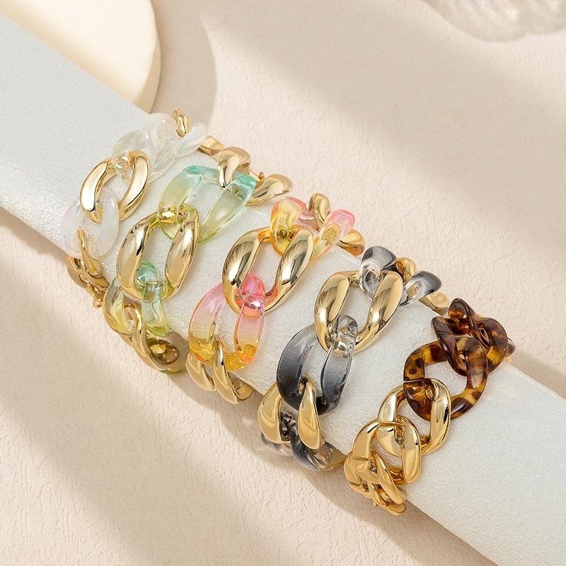 SEPT Fashion Gold Chunky Link Bracelets For Women Resin Plastic Acrylic Chain Bracelet Bangle