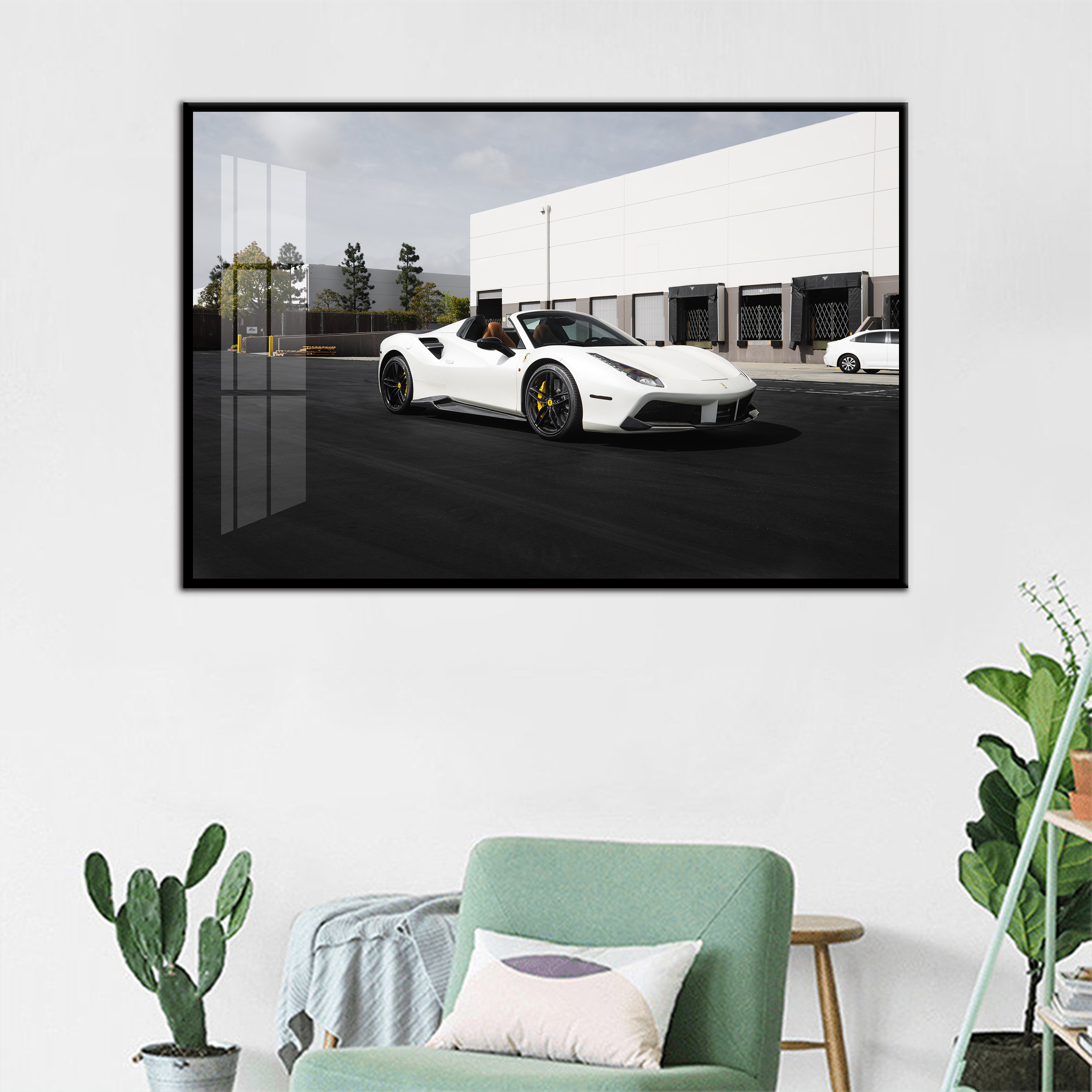 WALL Decor White Luxury Car  painting 488 Spider Wall print Paintings  for home and garage decoration Still Life paints