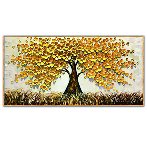 Modern Room Wall Art Abstract Golden Tree Posters and Prints 3d knife art oil wall paintings tree