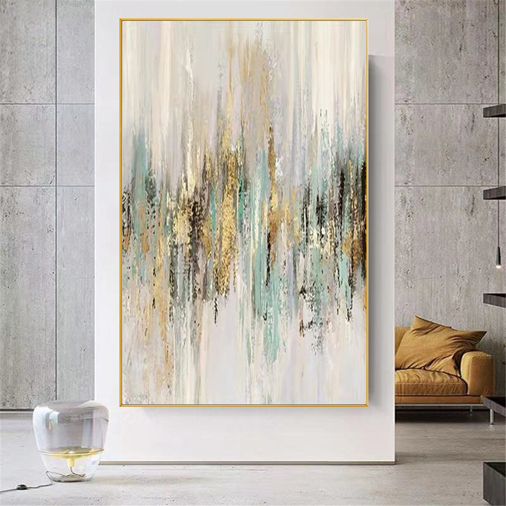 100% Hand-painted Living Room Decor Pictures   Modern Canvas Large Size gold foil art oil abstract painting