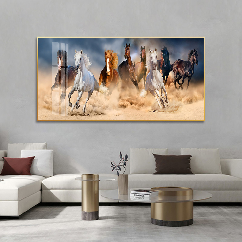 Modern Large 7 White Running Horses Canvas Posters Print Wall Art Picture For Living Room Bedroom Decoration Prints Painting