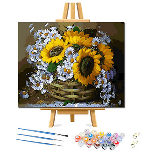 sunflower by numbers picture diy oil painting adult kids digital wall art frames