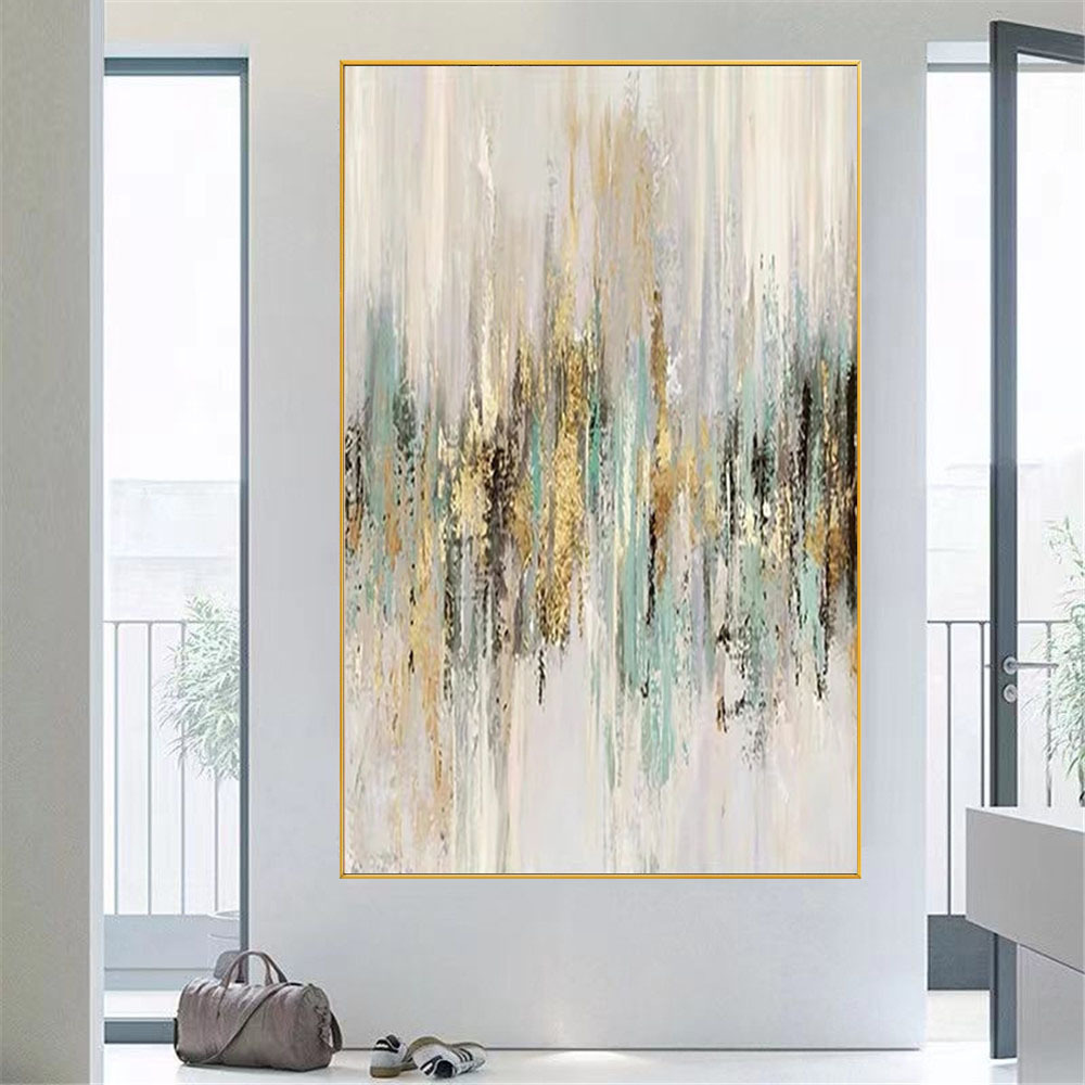 100% Hand-painted Living Room Decor Pictures   Modern Canvas Large Size gold foil art oil abstract painting