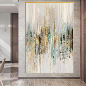 100% Hand-painted Living Room Decor Pictures   Modern Canvas Large Size gold foil art oil abstract painting