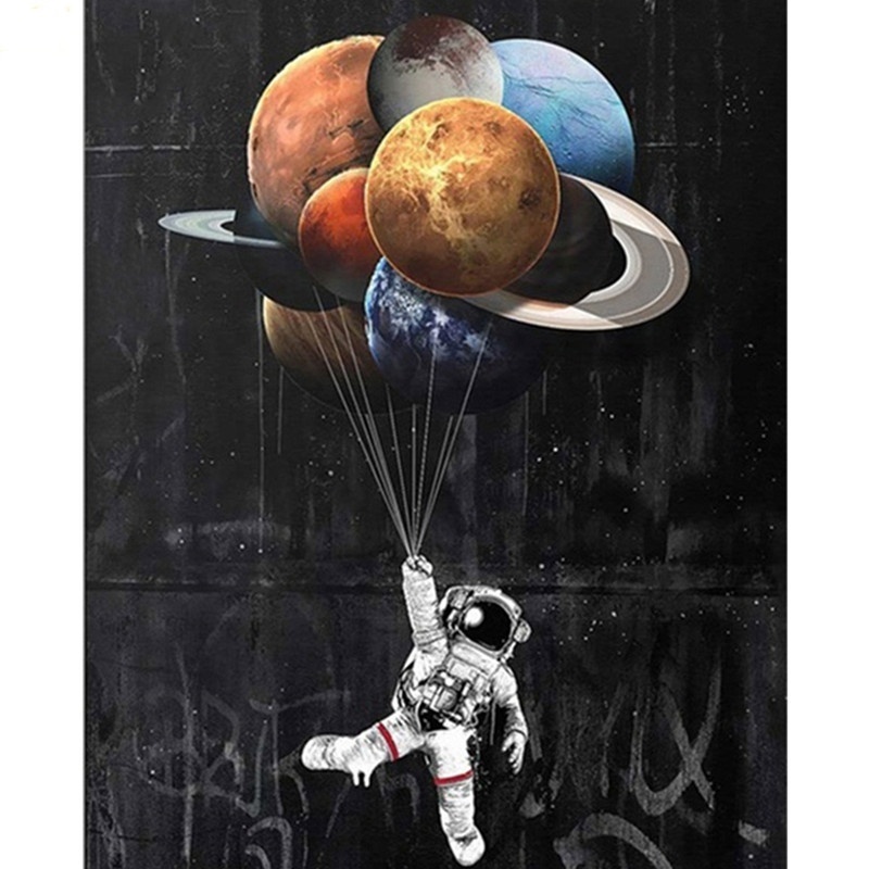 Painting By Number 40X50CM Astronauts In Space Figure Wall Art Gift DIY Pictures By Numbers Canvas Kits Home Decoration