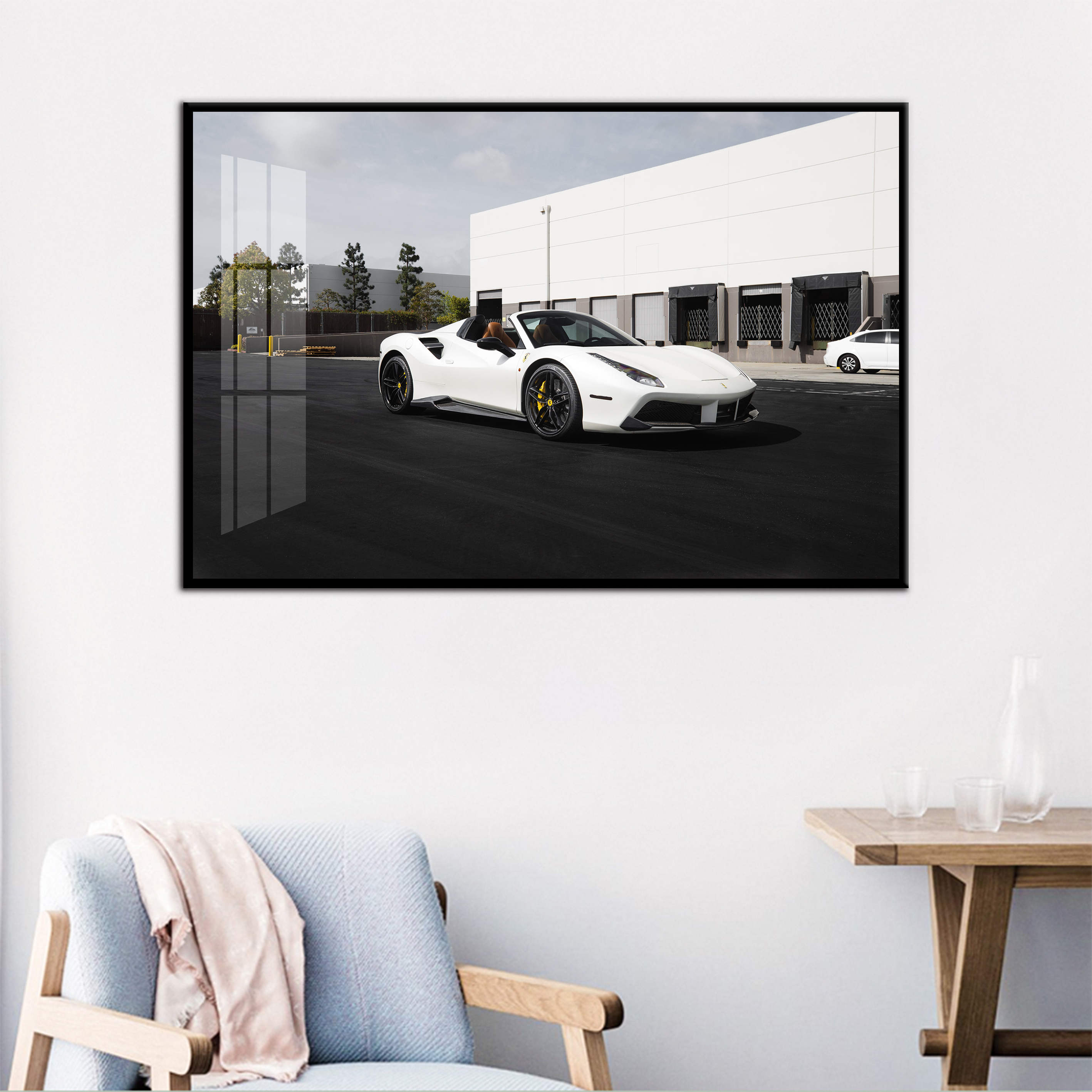 WALL Decor White Luxury Car  painting 488 Spider Wall print Paintings  for home and garage decoration Still Life paints